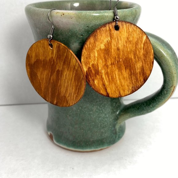 Jewelry - Round wood earrings